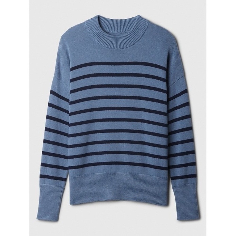 Gap women's Blue Striped Cotton Crewneck Sweater 617706-03 Small